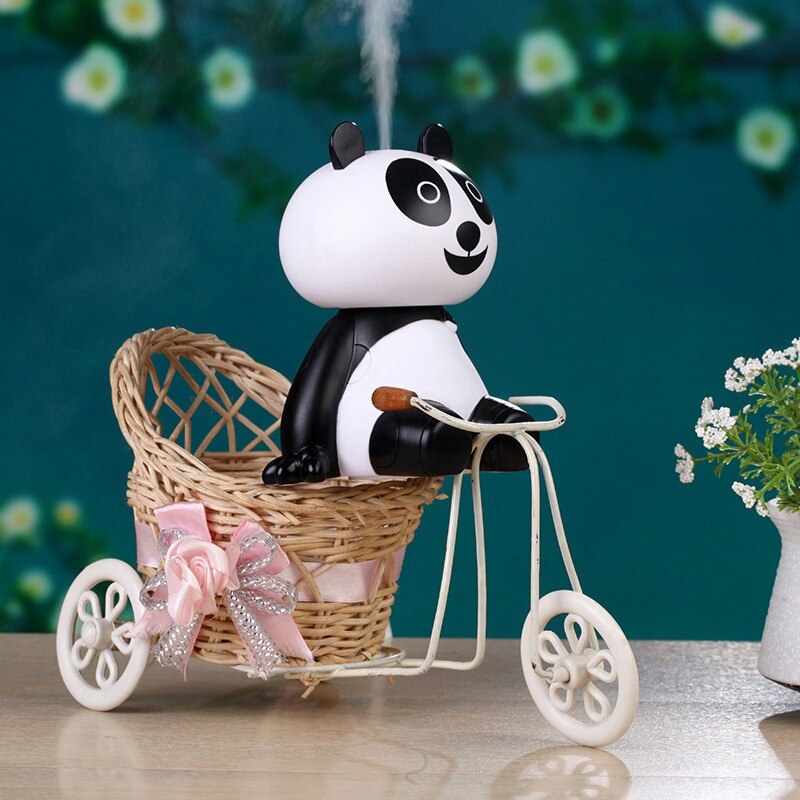 Mini Air Humidifier Portable Panda Shape Humidifier USB LED Lights Ultrasonic Aroma Humidifier Car Styling