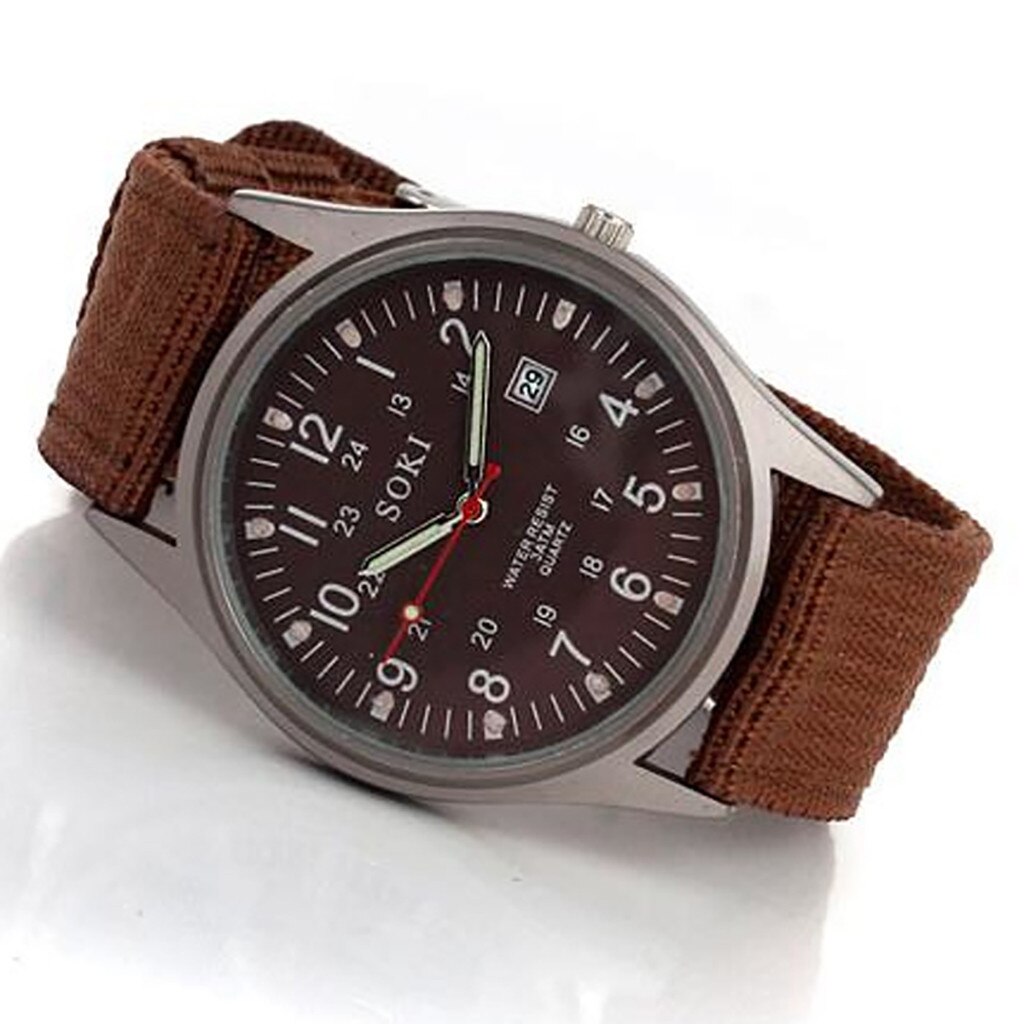 Kalender Horloge Voor Mannen Geweven Nylon Riem Horloges Mannen Quartz Horloge Relogio Masculino