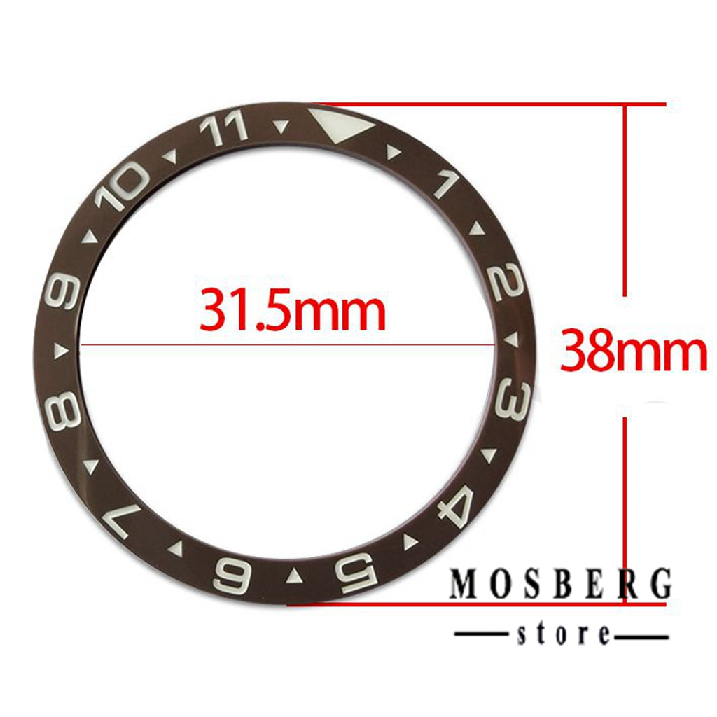Zwart Horloge Bezel Groene Lichtgevende Diameter 38Mm * 31.5Mm Platte Keramische Ring Insert Fit Horloges Case Vervangen Accessoires onderdelen