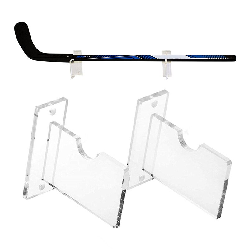 1 par akryl standard single hockey stick klar veggmontert skjermbrakett inkludert skruer