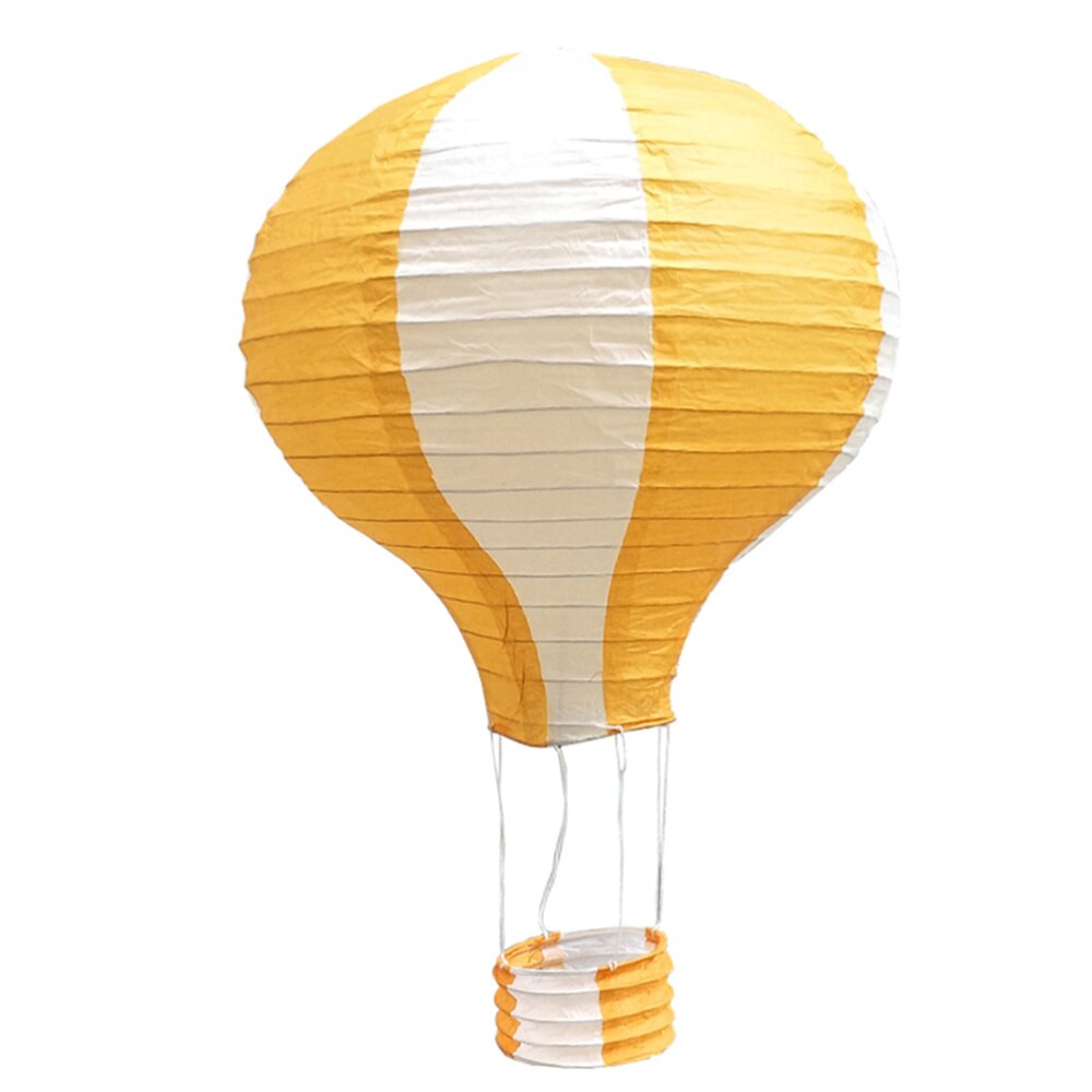 Globo aerostático de papel plegable, Decoración Para farol de , boda, mercado, rayas blancas amarillas, azul claro, 6 uds.