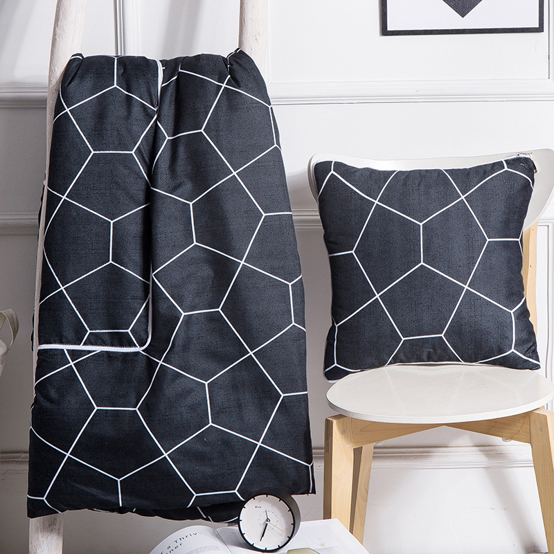 Pillow Quilt Dual-use Multi-Function Double Zipper Foldable Soft for Car Office Sofa P7Ding: abstract