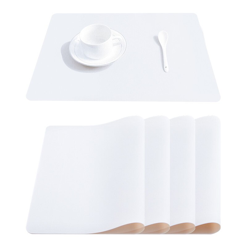 Set of 4 Silicone Placemats for Kitchen Dining Table Mat Set Heat Insulation Anti-Skidding Washable Durable Waterproof Kids Grey: Transparent