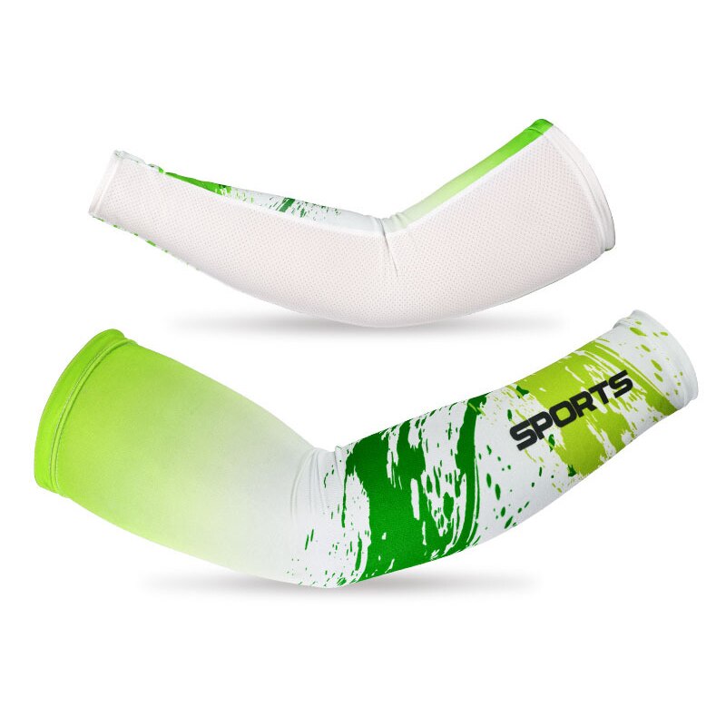 Radfahren Sonnencreme Anti-Uv Arm Ärmeln Ice Silk Stoff Basketball Outdoor Volleyball Ärmeln Sport Fitness Arm Wärmer: green / L