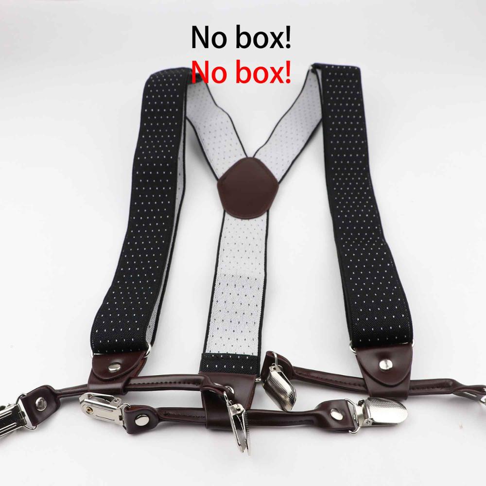 Caja de de tirantes de cuero negro, 6 Clips para tirantes, Vintage, informal, tirantes para pantalones: 7 no box