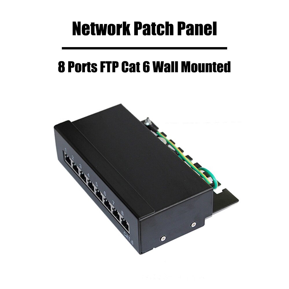 2 Pieces 8 Ports FTP Cat 6/Cat 5e Shield Network Patch Panel Wall Mounted 1U Height Fluke Passed RJ 45 Plug Keystone Jack