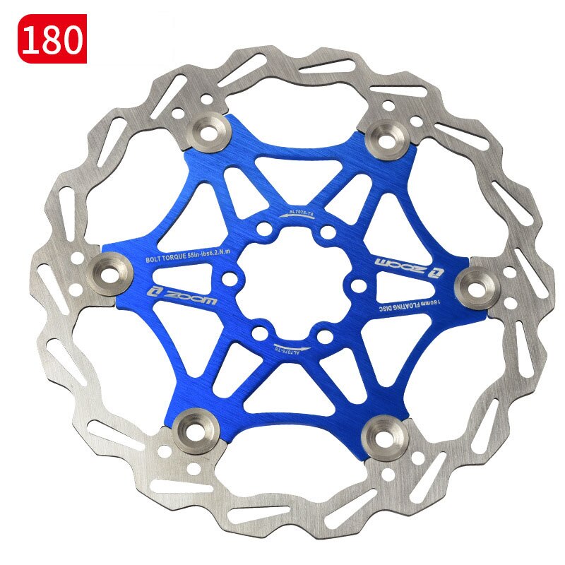 Zoom Bicycle Disc Brake MTB Brake Float Floating Disc Rotors 160mm 180mm 203mm Hydraulic Brake Pads Float Rotors Bicycle Parts: blue 180mm