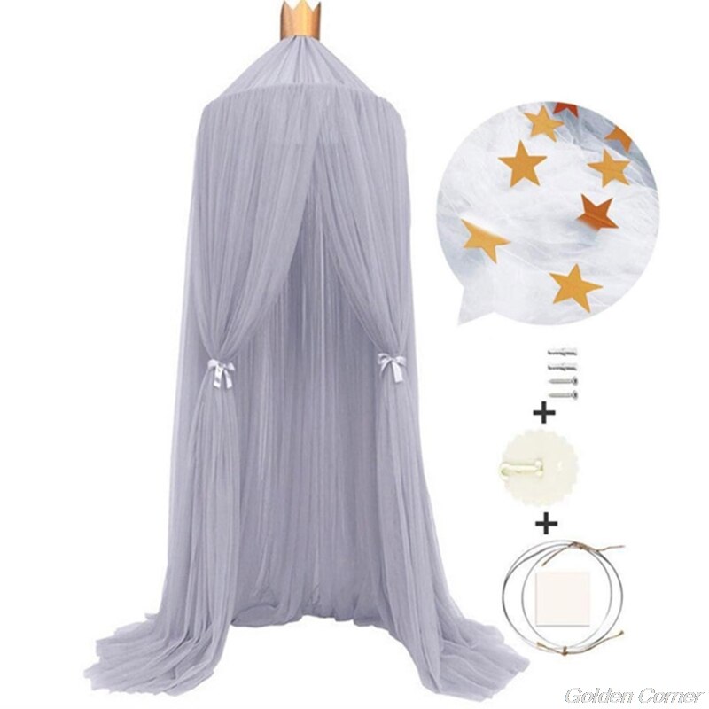 Mosquito Net with Stars Hanging Tent Baby Bed Crib Canopy Tulle Curtains for Bedroom Play House Tent for Kids Room M18 21: -GR