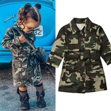 Peuter Baby Meisje Lange Mouw Camouflage Trenchcoat Jas Jas Uitloper Lange Mouwen Warm Kinderen Kleding Tops