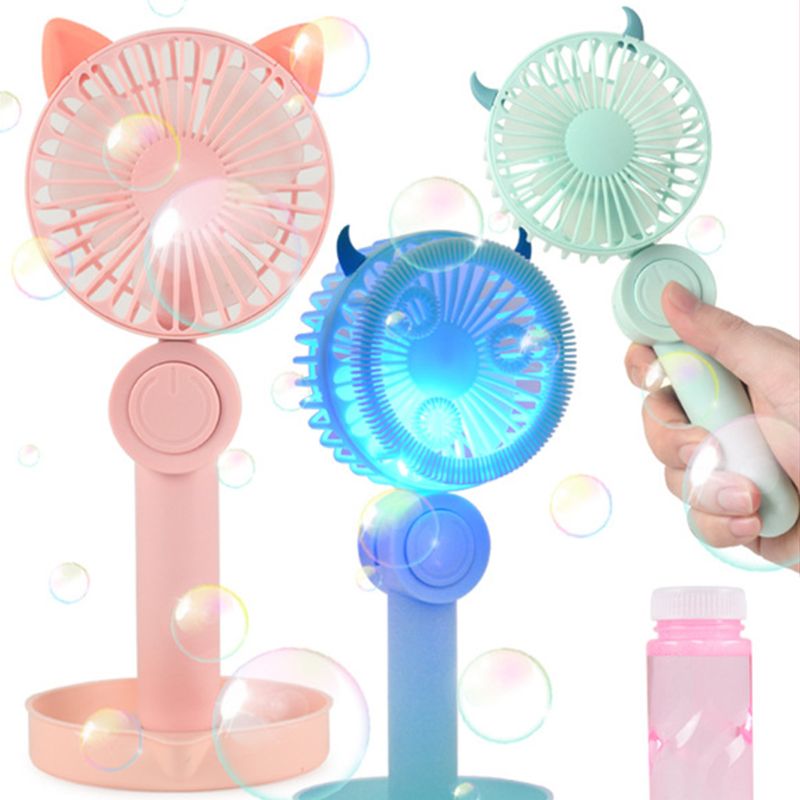 Bambini Del Fumetto Elettrico bottiglia di Acqua Bolla Fan Bolla Macchina di Ricarica USB Luce Luminosa Divertimento Portatile Che Soffia Ventilatore della Bolla di trasporto