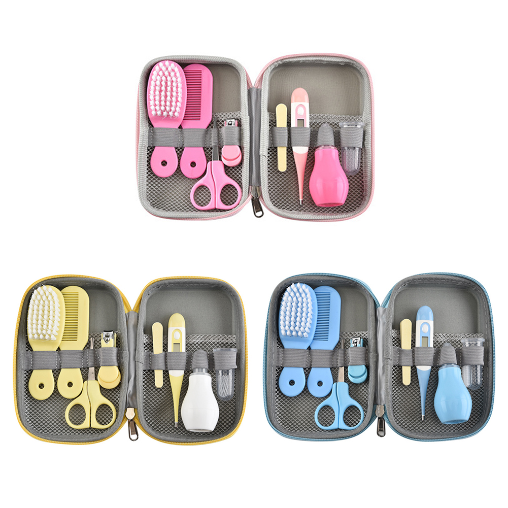 8pcs/set Baby Health Care Kit Portable Newborn Baby Grooming Kit Nail Clipper Scissors Hair Brush Comb Safety Care Set