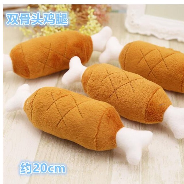 20CM bone chicken leg plush toy voice BB pet dog cat toy