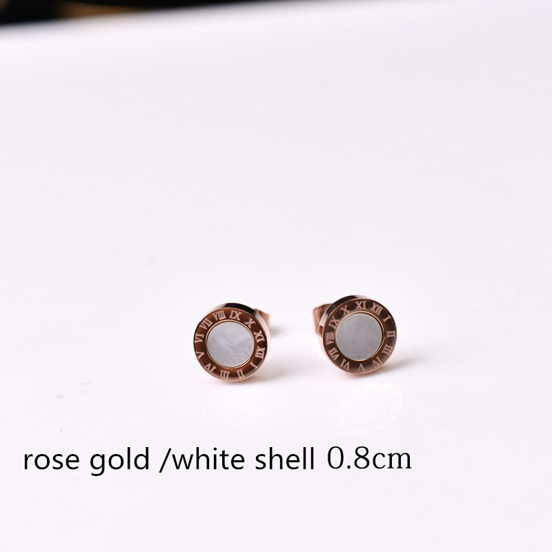 Yun ruo rosa guld svart romersk nummer örhänge kvinna man titan stål smycken födelsedag inte blekna allergivänligt: Rosa vit 0.8 cm