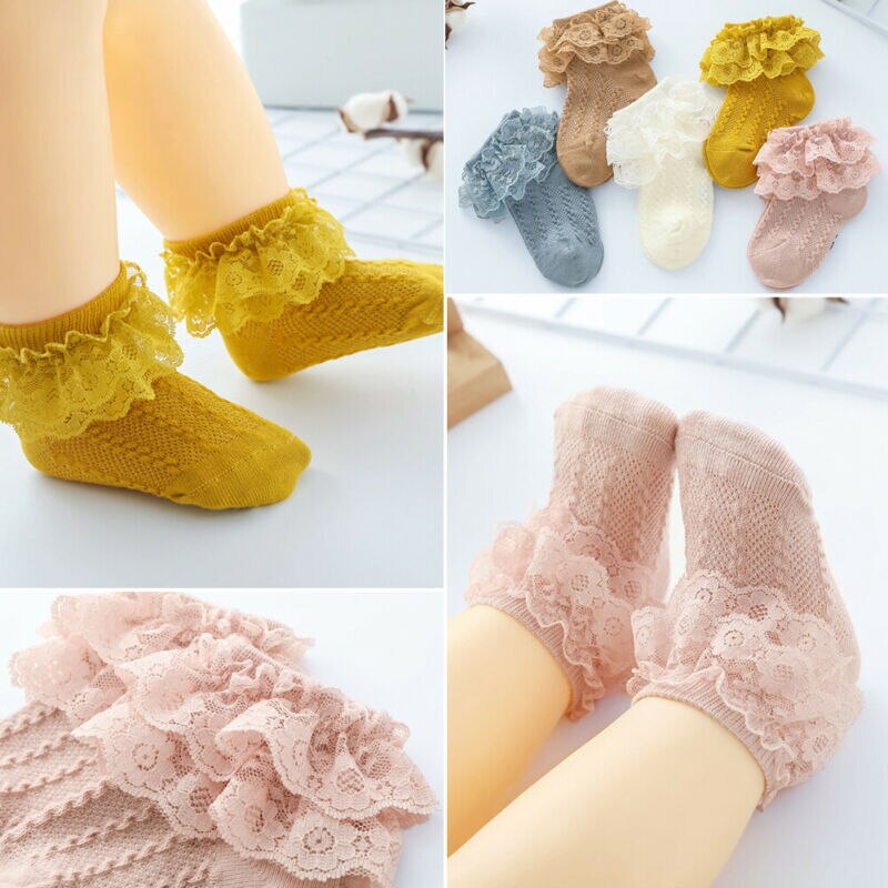 Baby Sokken Solid Bow Lace Stroken Kant Baby Meisjes Mooie Jongen Meisje Unisex Baby Korte Warm Enkelsokken V Stroken trim Kant Korte