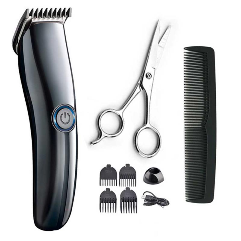 USB Electric Clipper Hair Clipper Set 3 Style Full Set Black Haircut Cloth Scissors Set Beard Barber Razor Hair Trimmer: 02