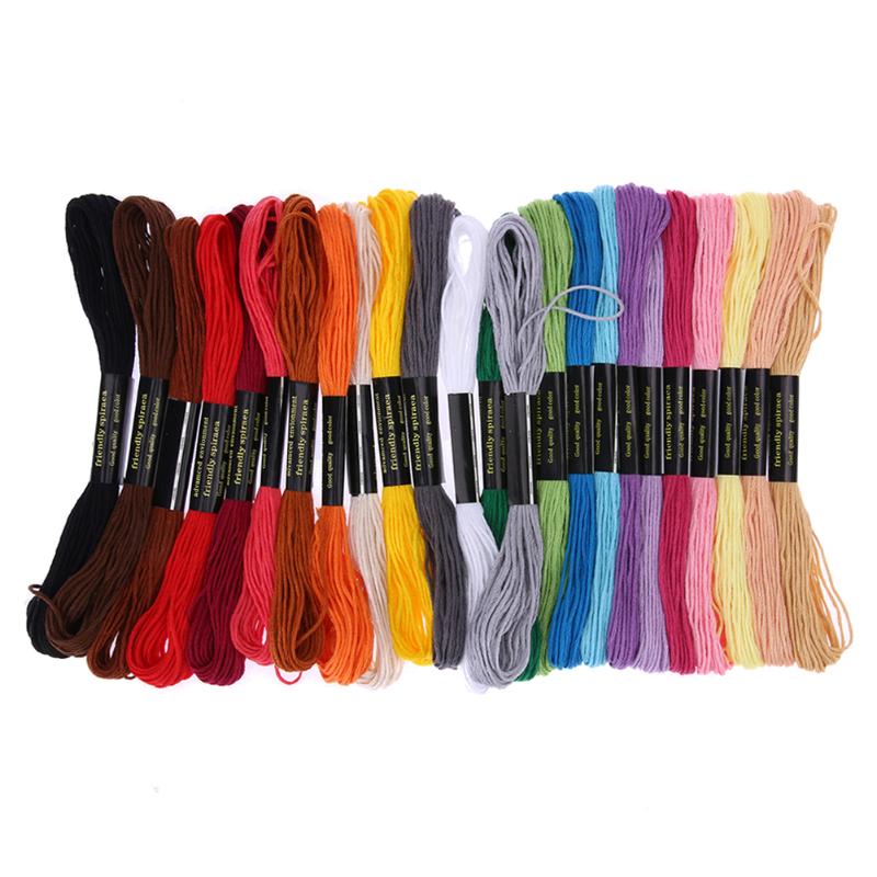 Hilo de bordar de poliéster para manualidades, ovillos de costura hechos a mano, accesorios para tejer, 100 colores: 24colors