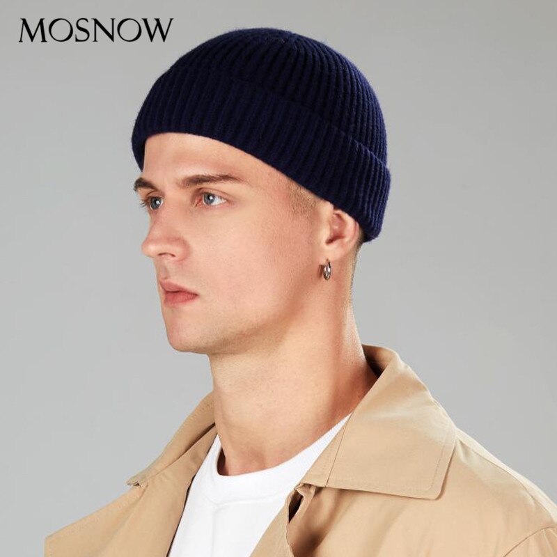 Vinterhue strikket kort beanie ensfarvet melon kasket kvinder mænd hip hop kalot unisex street retro casual hat