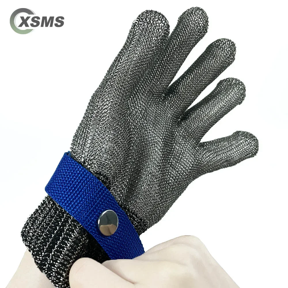 Schnittschutzhandschuhe, sicher, schnittfest, stichfest, Edelstahldraht, Metallgeflecht, Metzger, schützt Fleisch, schnittfeste Handschuhe ANSIA5