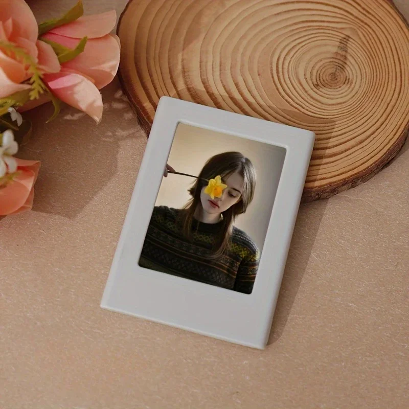 Originalitet kjøleskapsmagnet 3 -tommers bilderamme mini instax fotoalbum liten fotokortholder fotostativ skrivebordsdekor: Hvit