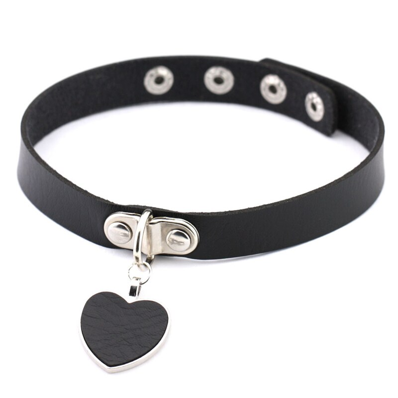 Heart Pendant PU Leather Choker Necklace Girls Punk Statement Jewelry Wedding Party Jewelry Accessories