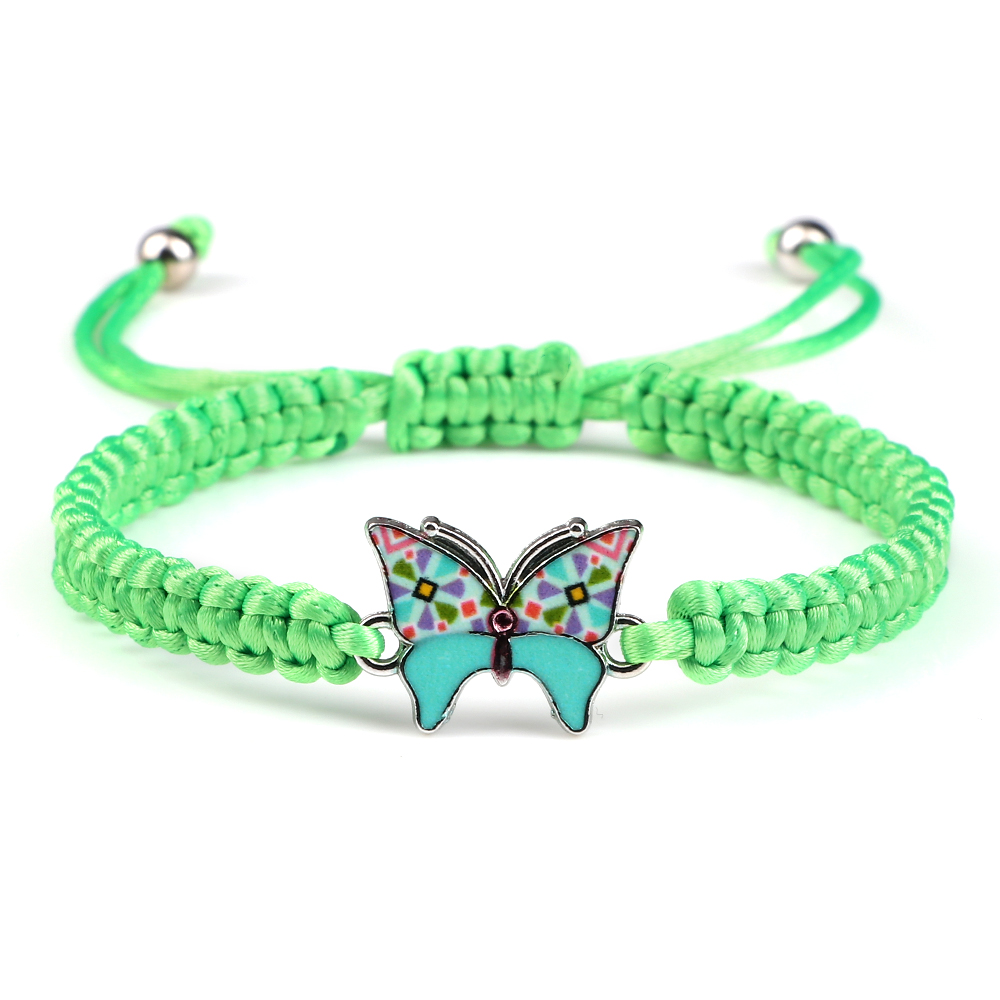 Handmade Braided String Bracelet For Women Blue Butterfly Pendant Adjustable Charm Bracelets&Bangles Girl Jewelry: cobalt violet
