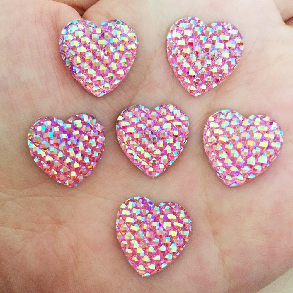 40Pcs Ab Hars 16Mm Hart Plaksteen Rhinestone Ornamenten Diy Wedding Applicaties Knoppen SD26 * 2: Pink