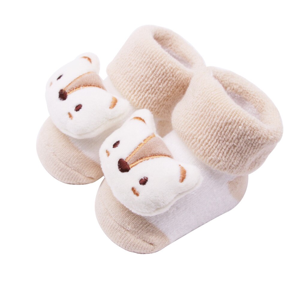 Jaycosin Baby Baby Sokken Pasgeboren Katoen Jongens Meisjes Anti-Slip Sokken Cartoon Bell Sokken: Beige