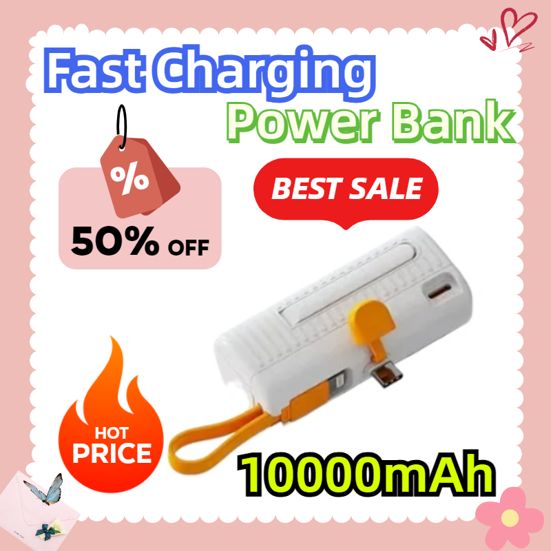 Para iphone tipo-c 10000mah mini banco de potência sem fio alta capacidade carregamento rápido fonte de alimentação móvel bateria externa de emergência