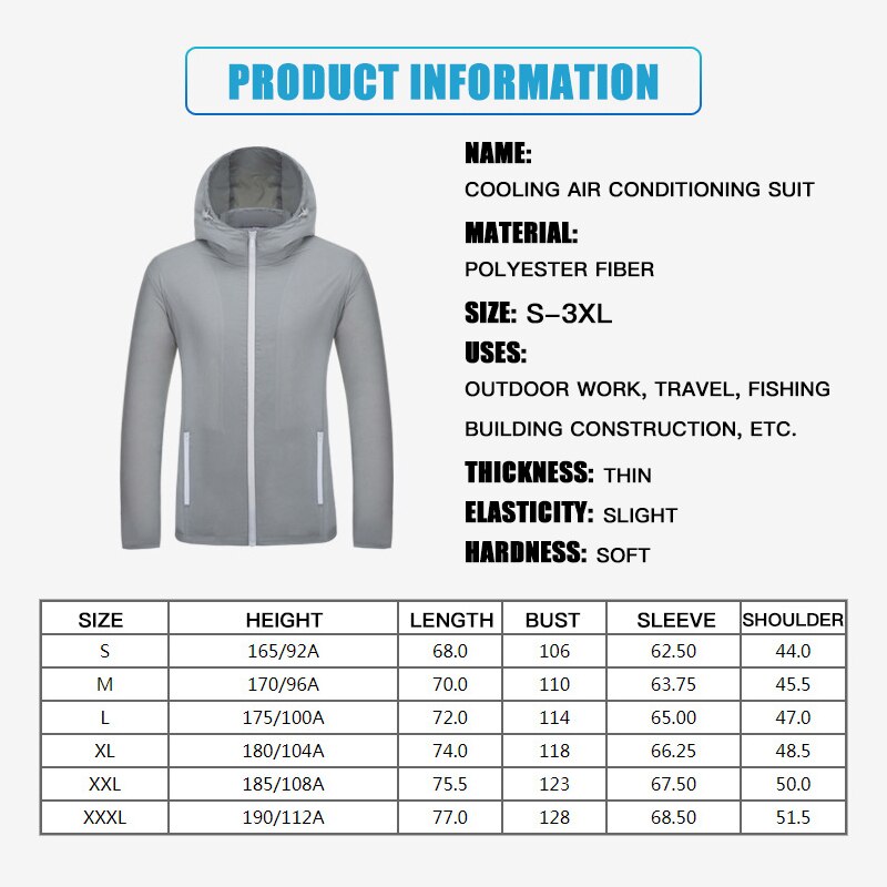 Airconditioning, visjack, usb-koelkast, geconditioneerde ventilator, hoge temperatuur buitenkleding, beschermende kleding tegen de zon