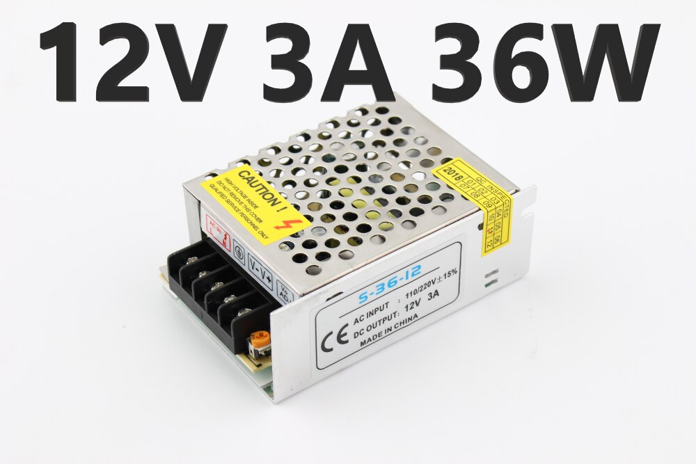 12V Power Supply AC DC 12V 2A 3A 5A 10A 15A 20A AC DC Adapter 220 To 12v Power Supply Source 500w 220v 12v Led Transformer: 12V 3A 36W