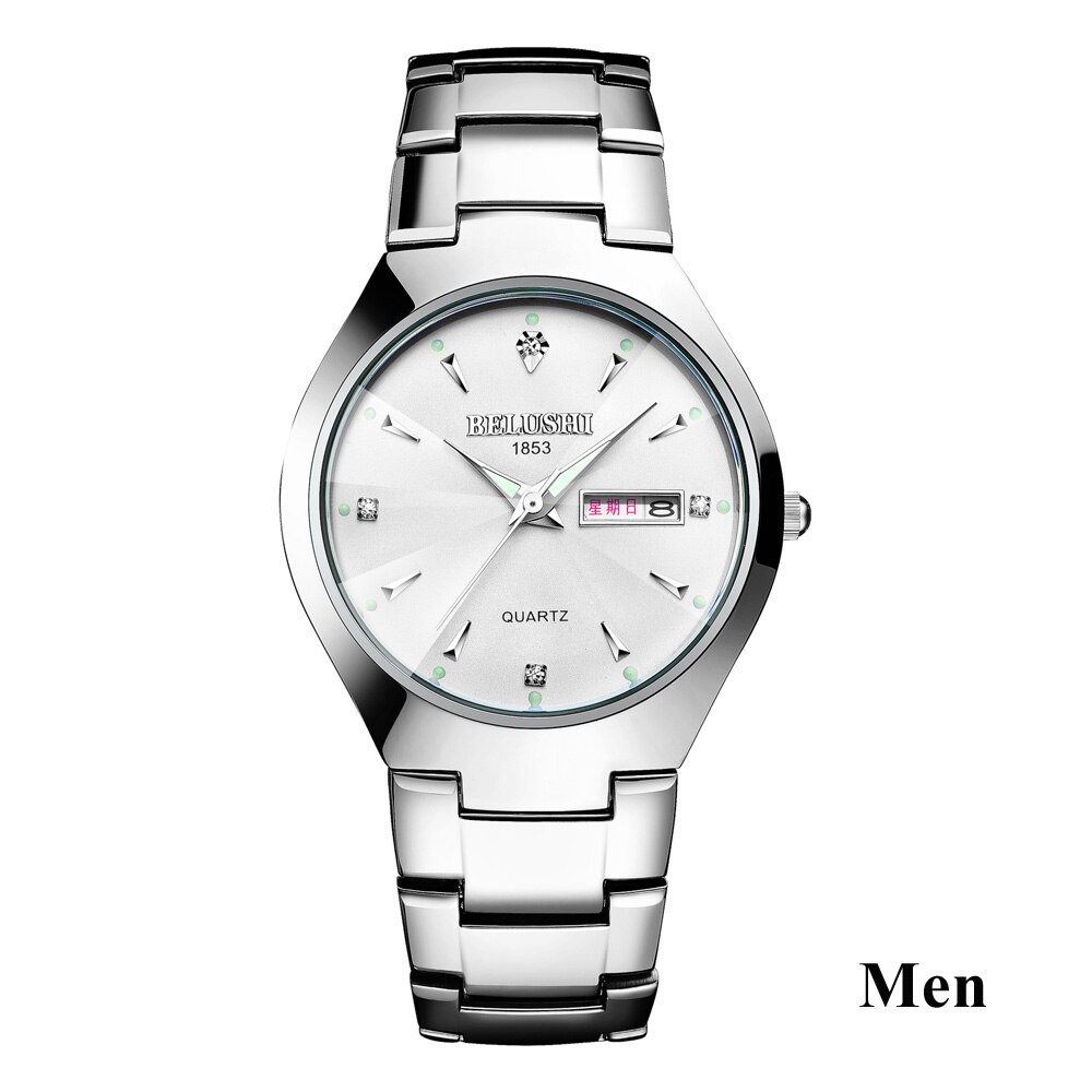 Paar Uhren oben Wolfram Stahl Schwarz Armbanduhr für Männer und Frauen Armbinde Weiblichen Uhr Reloj hombre Liebhaber saat: 7
