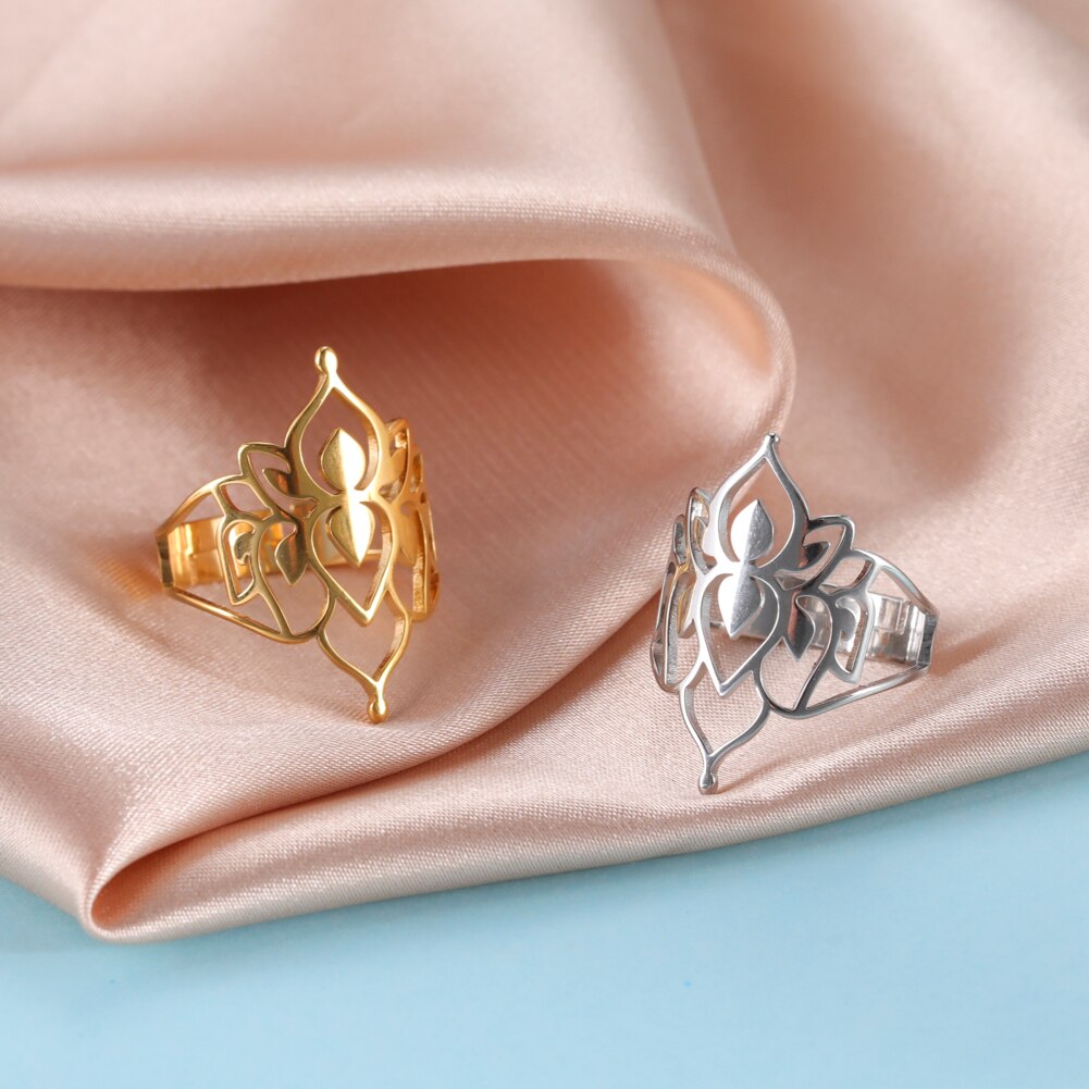 Skyrim Eenvoudige Knipsel Filigraan Bloem Ringen Voor Vrouwen Rvs Wedding Party Verstelbare Vintage Ring Sieraden