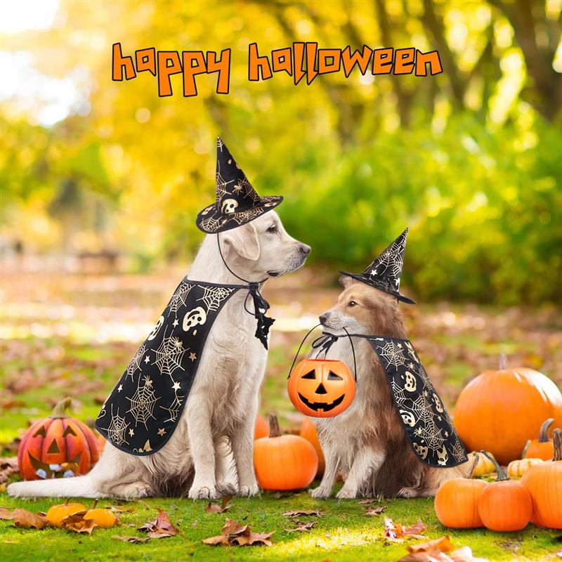 Halloween Costume Pet Dog Halloween Costume Cape And Wizard Hat Decor Dog Performance Costume For Cosplay