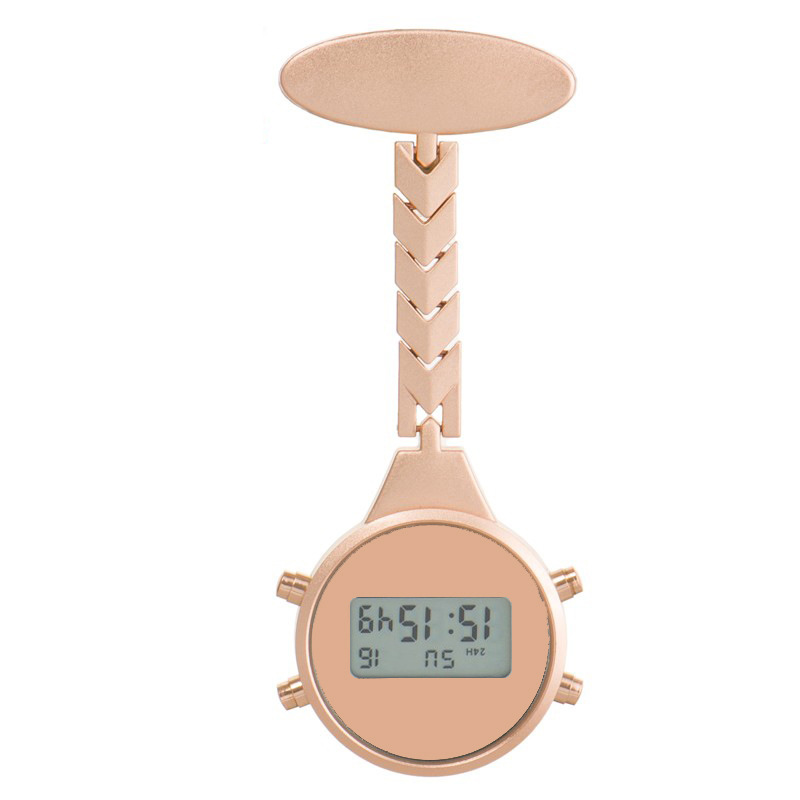 Reloj Digital de bolsillo para hombre y mujer, accesorio de aleación con Pin, ideal para estudiantes, Hospital, para colgar, 10 unids/lote: light rose gold