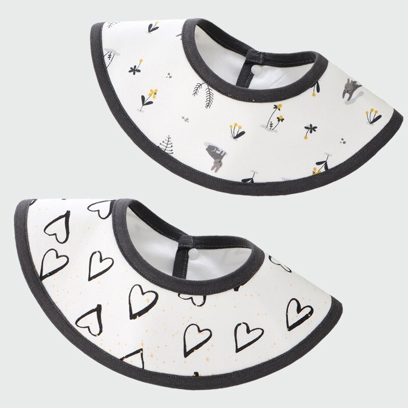 Waterproof Round Babador 2pcs/set Three Layer Baby Bibs Cotton Cloth 360 Degree Infant Clothing Bandana Bibs: WHT066F