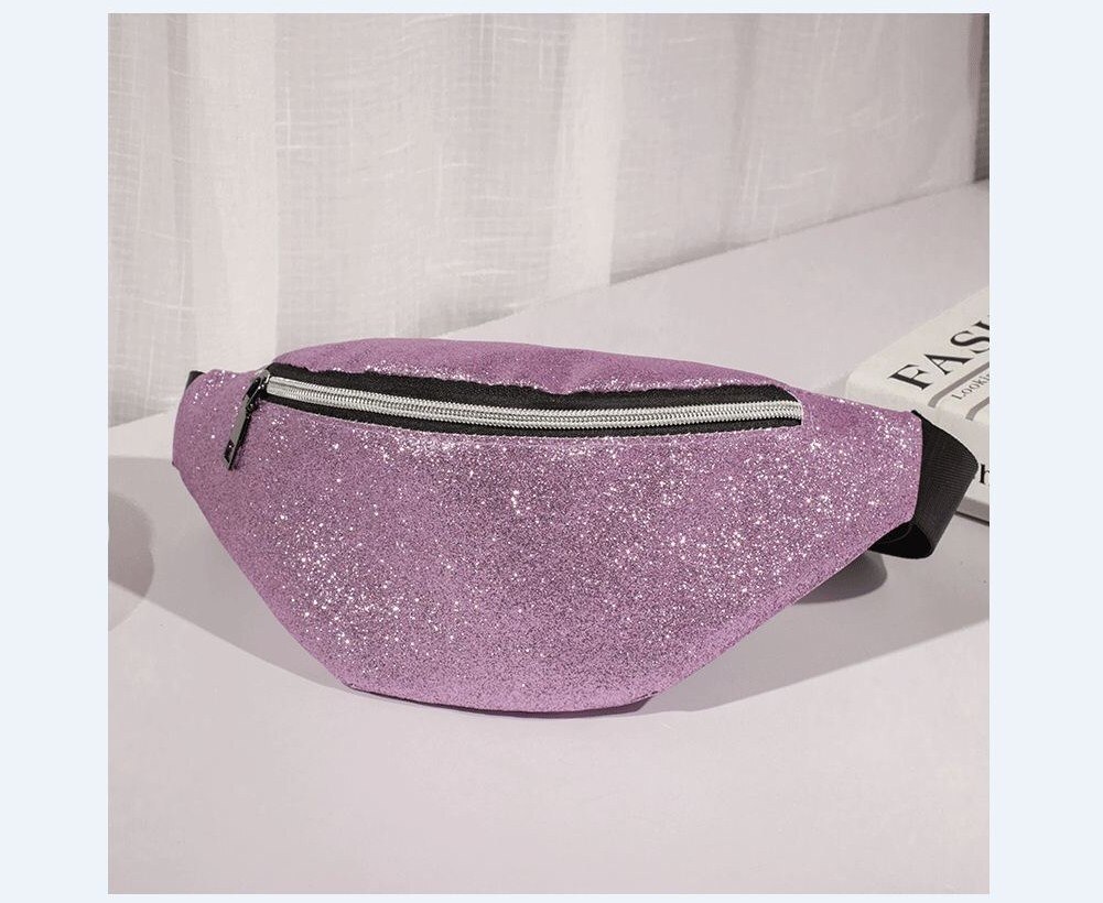 Vrouwen Omkeerbare Mermaid Sequin Glanzend Taille Fanny Pack Belt Bum Bag Pouch Hip Purse Stijlvolle Cool Taille tassen: Paars