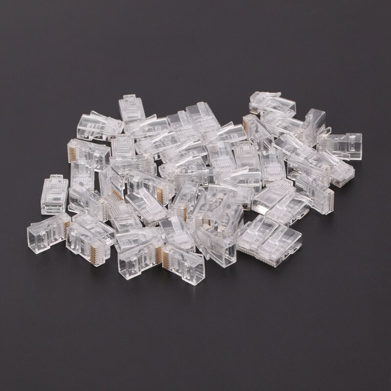 50 Pcs/Pack Stranded 10P10C Network Cable Connector RJ48 Crystal Plug Modular B95C