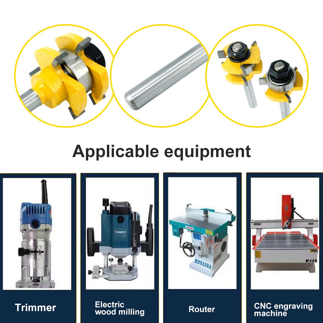 2 pc 8mm Shank Tongue & Groove Joint Assembly Router Bit Set 3/4" Stock Wood Cutting Tool