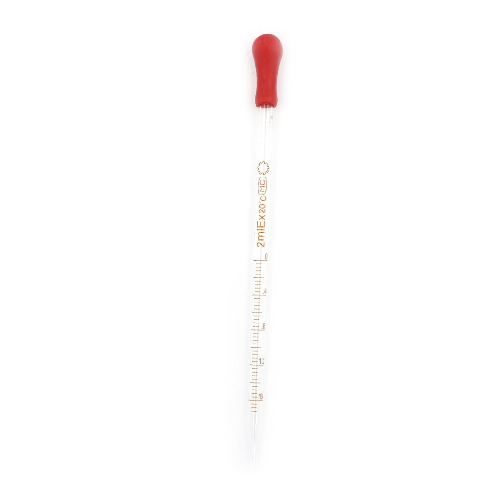 0.5Ml/2Ml/3Ml Transparant Rood Rubber Hoofd Dropper Glazen Pipet Lab Druppelaar Pipet Met schaal Lijn