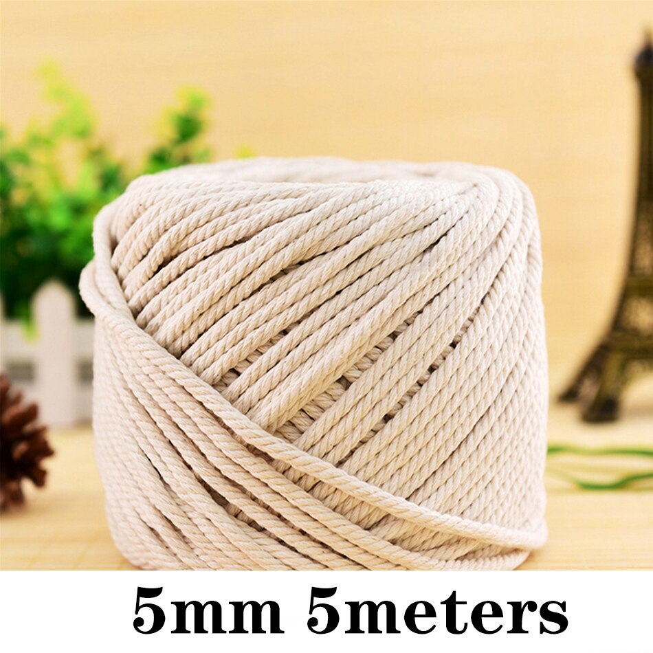 Macrame Cord Wall Hangings Cotton Rope Twine String Ribbon Crafts DIY Dream Catchers 1/2/3/4/5/6/8/10mm Handwork Home Decoration: White 5mm 5Meters