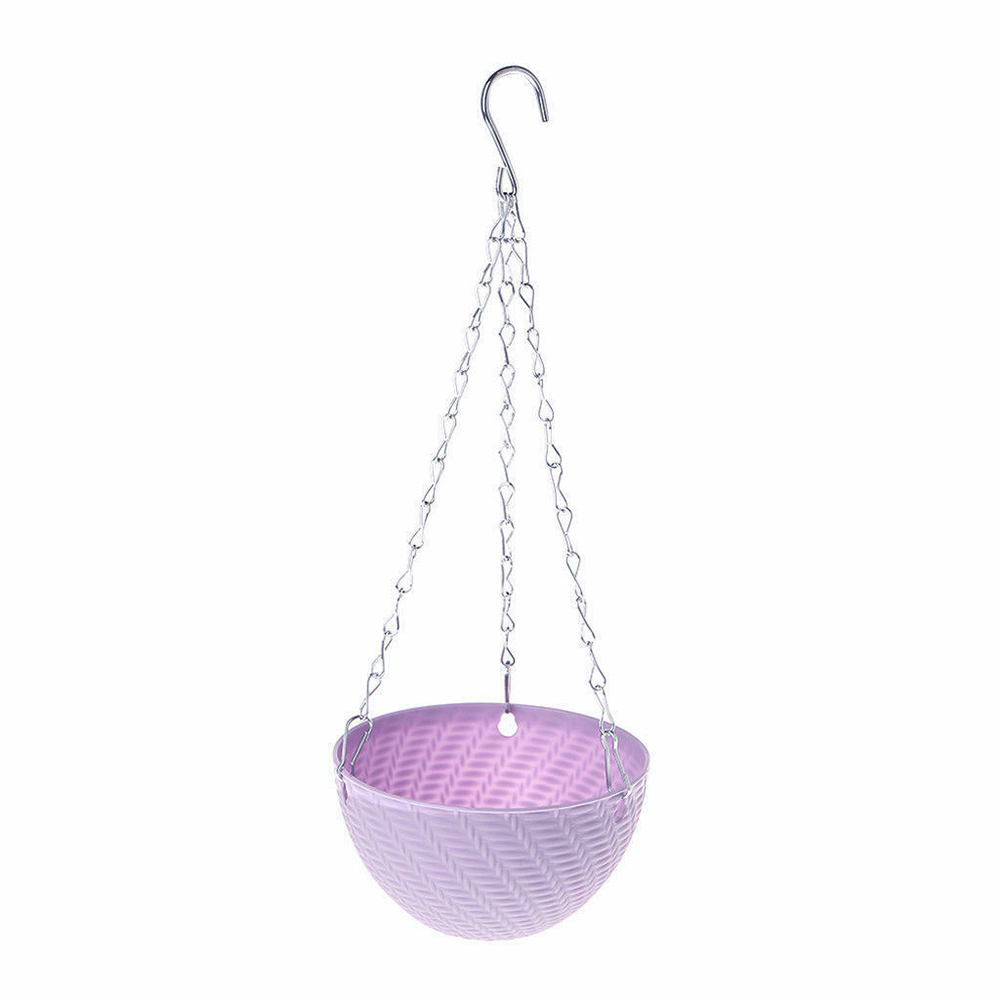 1 pcs Plant Chain Basket Hanging Garden Flower Pot Home Plastic Planter Decoration: Light Purple