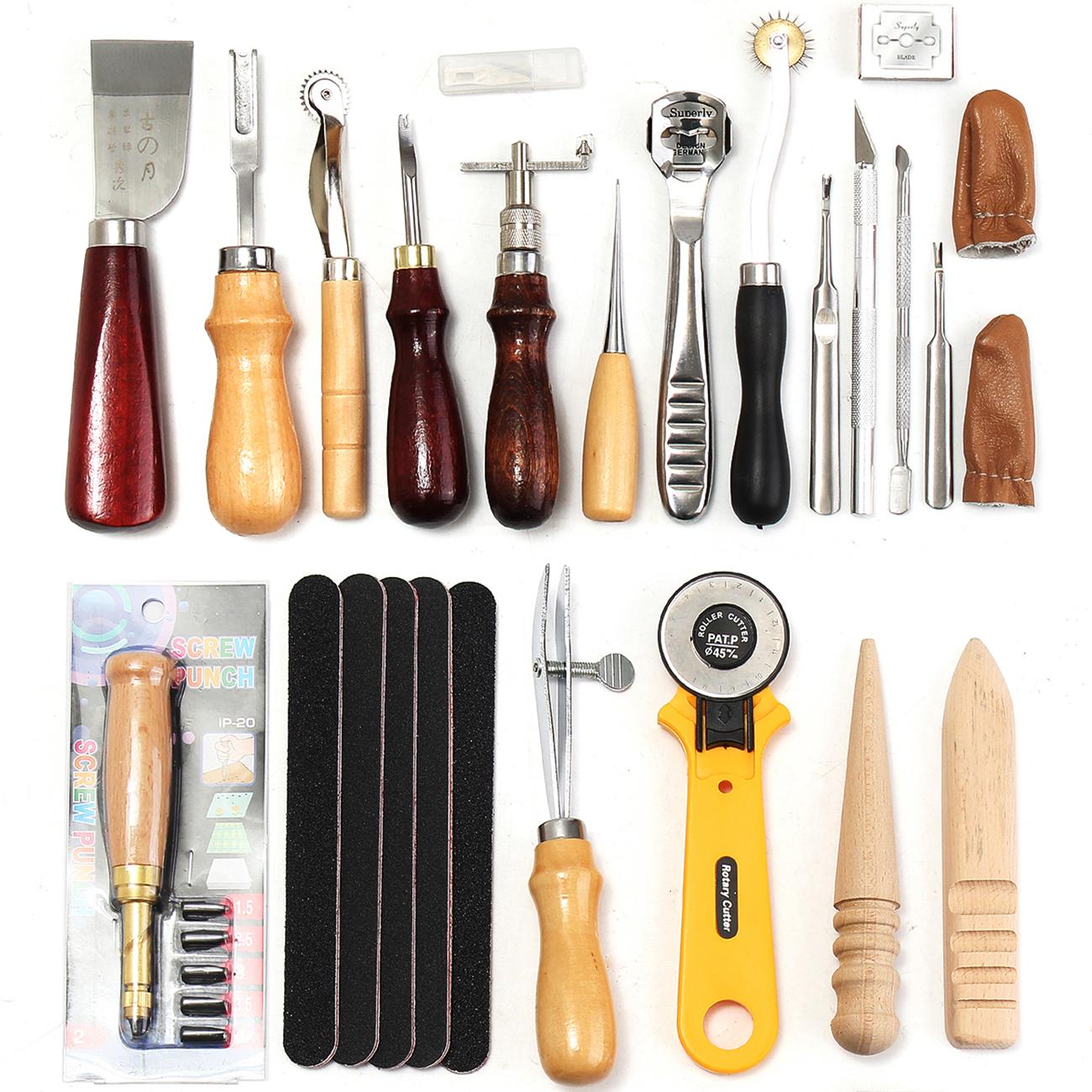 23/37/78Pcs Leather Craft Punch Tools Kit Hand Sewing Stitching Punch Carving Works Saddle Leathercraft Accessories: 25 pcs