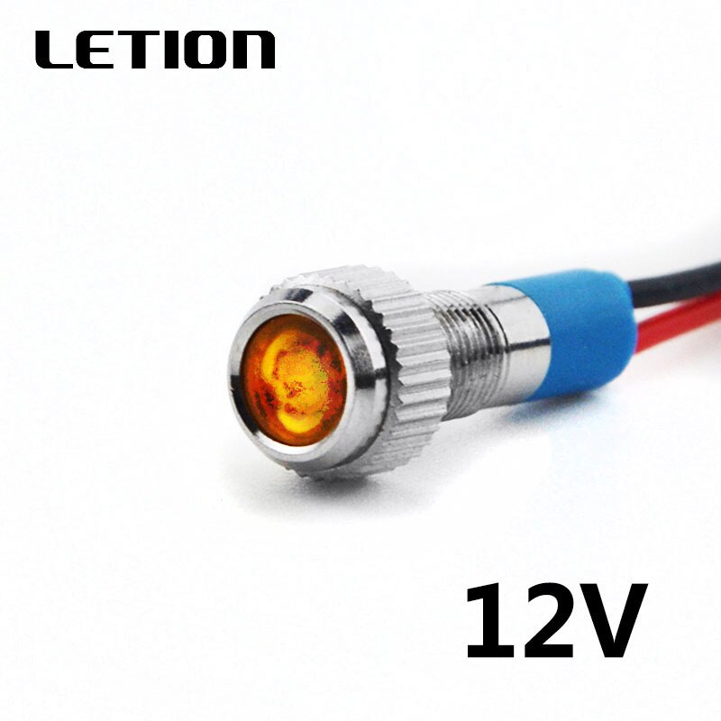 5Stck 6mm Wasserdichte LED Metall Anzeige Pilot Licht Signal Lampe 12V 24V 220V Maschine Auto Stiefel Arbeits PC Energie: 12V Gelb