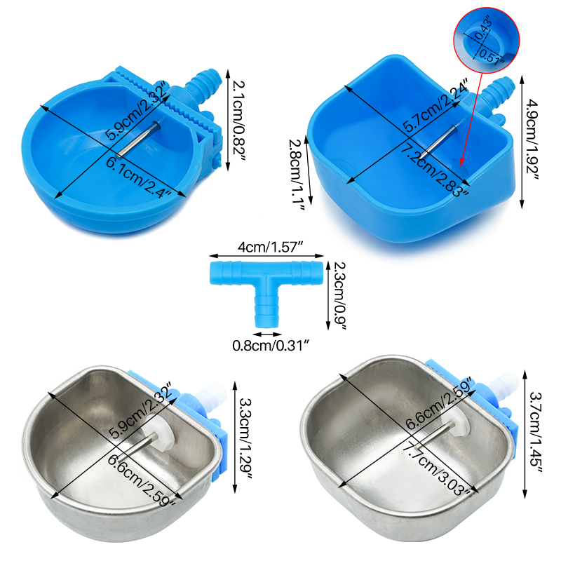 Ciotola per l'acqua del coniglio abbeveratoio automatico gabbia per conigli tazza fissa in acciaio inossidabile/plastica che solleva volpe visone animali da fattoria ciotola per bere