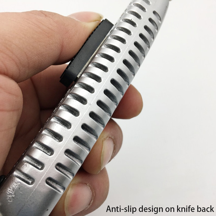 Couteau utilitaire robuste de rangement avec 5 lames, lame antidérapante, encliquetable et rétractable, coupeur de boîte de papier, vis verrouillage de 18mm