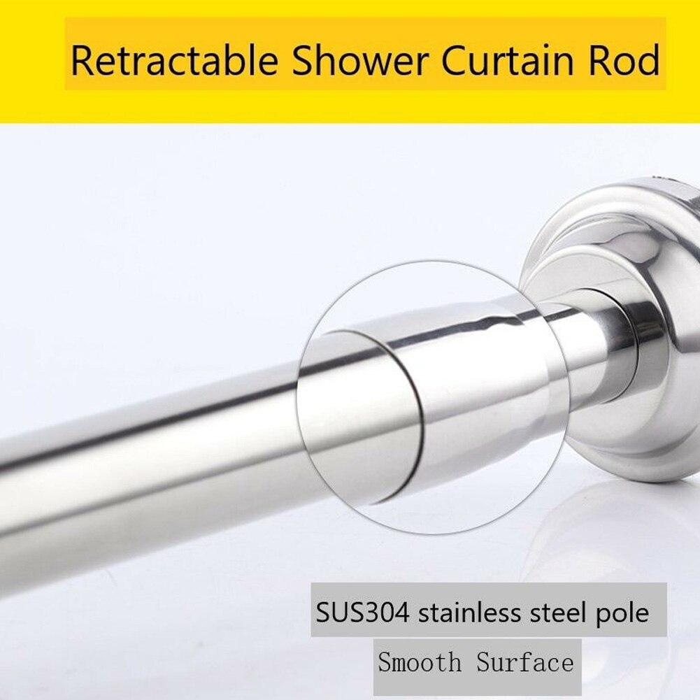 Rail Adjustable Pole Shower Rust Resistant Corrosion Durable Curtain Rod Hang Bathroom Hanging Extendable Stainless Steel Holder