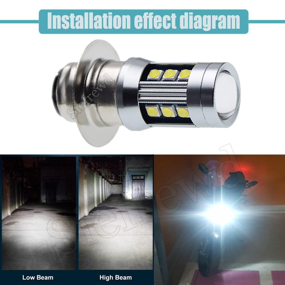 1Pcs 6V 12V Motorcycle LED Headlight Bulb P15D PX15D P15-25-1 T19 3030SMD White High Low Beam Scooter Moped ATV Front Lamp Light