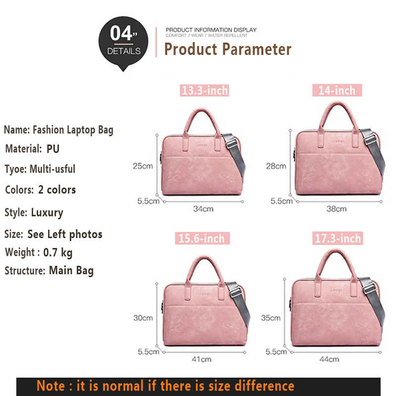 Urgrico PU Leather Laptop bag for women 14 15.6 17.3inch for macbook air 13 inch casual portable waterproof Notebook bag