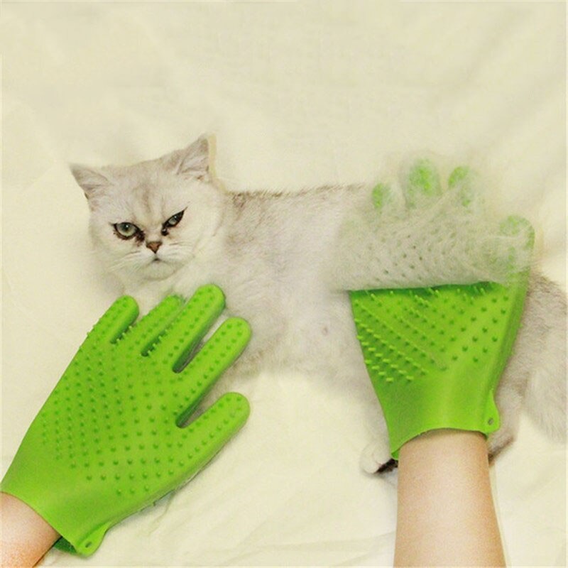 Silikone pet grooming handske hårfjerner børste hund kat badning handske kæledyr massage handsker kæledyrsforsyning kam til kat