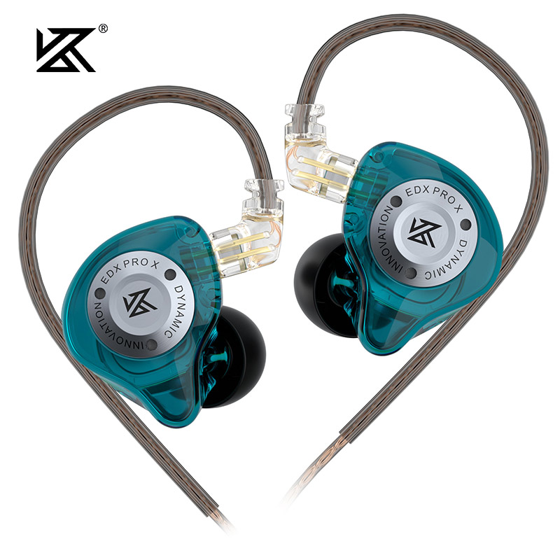 KZ-EDX Pro X fone de ouvido com fio estéreo baixo HIFI música esportes microfone com fio alto-falante acessório adaptador reduz o ruído: Caqui